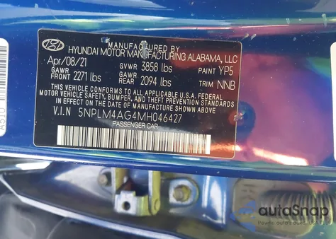 2021 Hyundai Elantra Sel из США, поврежденный, VIN 5NPLM4AG4MH046427
